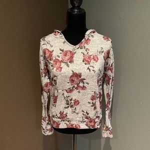 Gray Hoodie with Floral Designs